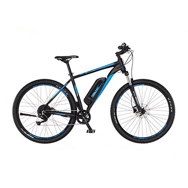 Fischer E-Mountainbike, MONTIS EM 1724.1 E-Bike MTB für Damen und Herren, RH 51 cm, Hinterradmotor 45 Nm, 48 V Akku, matt schwarz - blau, 29 Zoll im Sale
